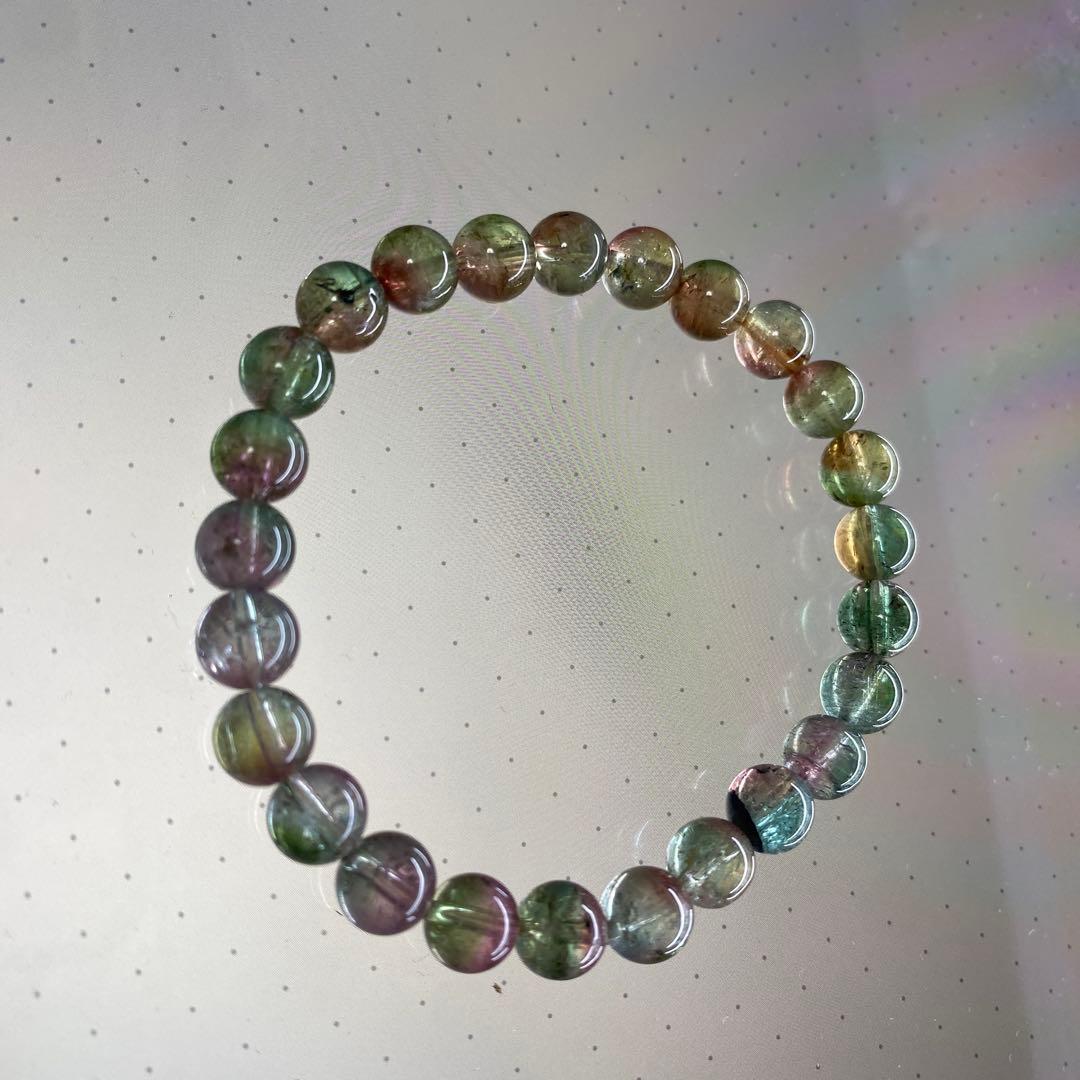 【宝石質】 ウォーターメロントルマリン　ブレスレット 15cm 7mm 高品質