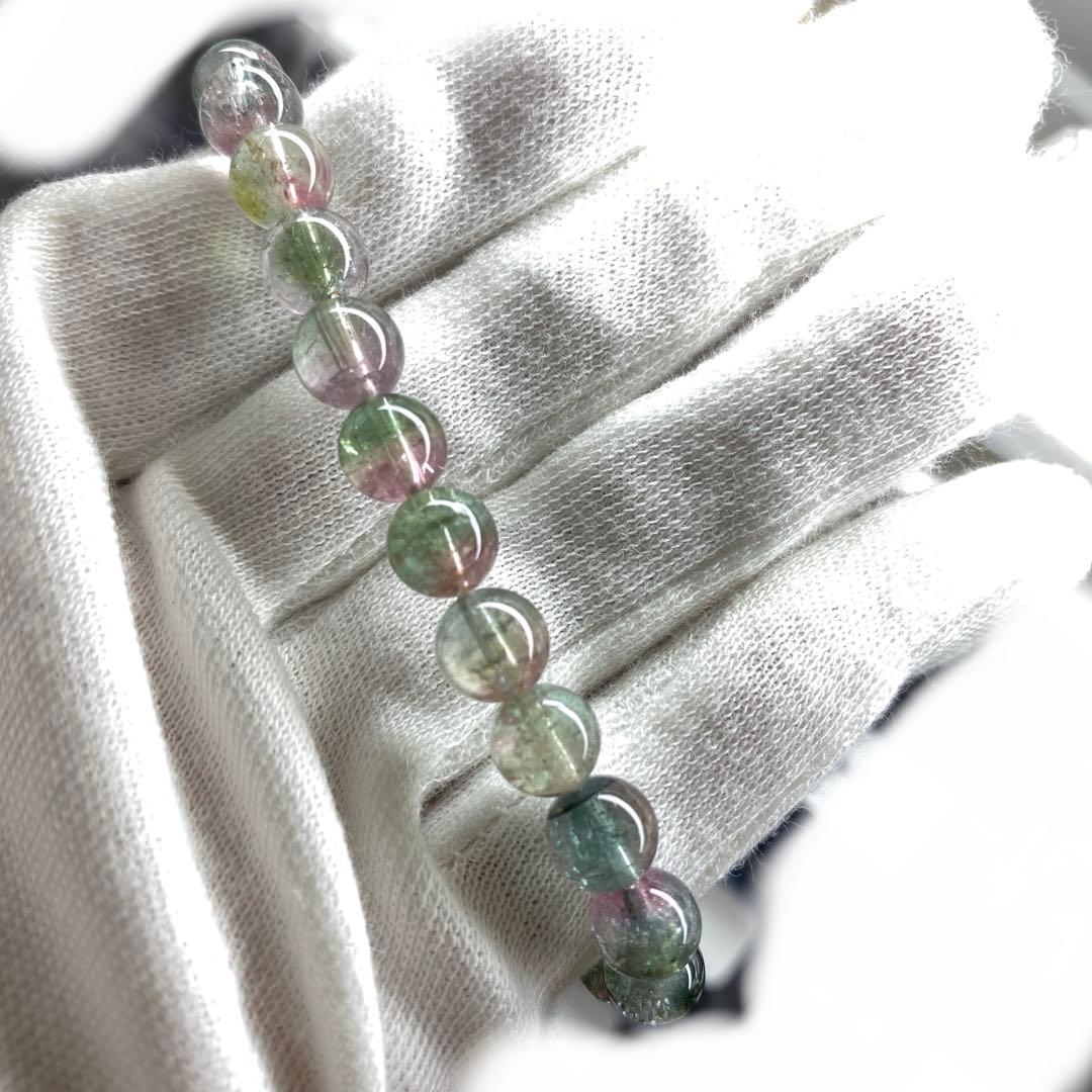 【宝石質】 ウォーターメロントルマリン　ブレスレット 15cm 7mm 高品質