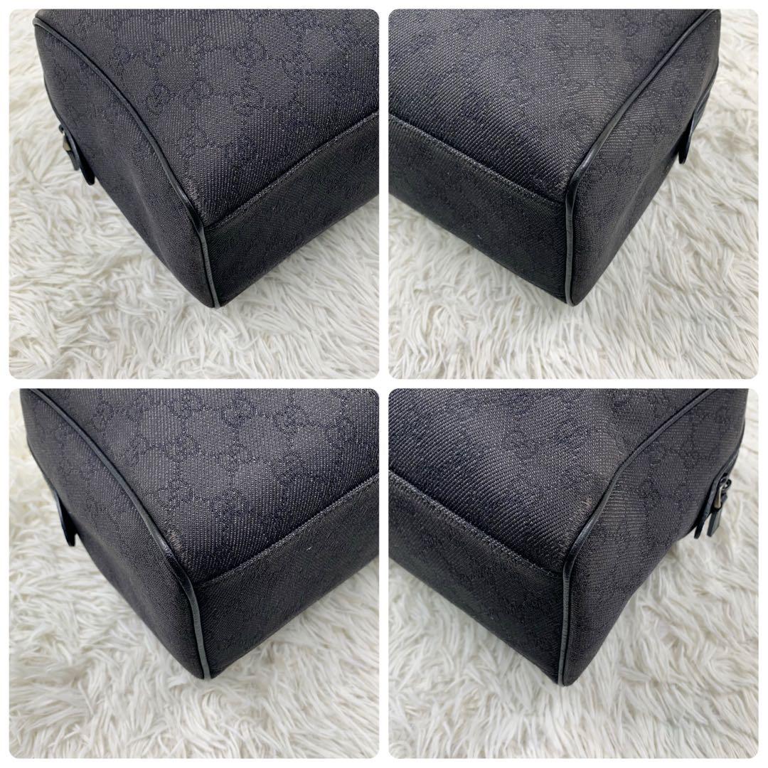【✨美品✨】グッチ ミニボストンバッグ GGキャンバス レザー ブラック