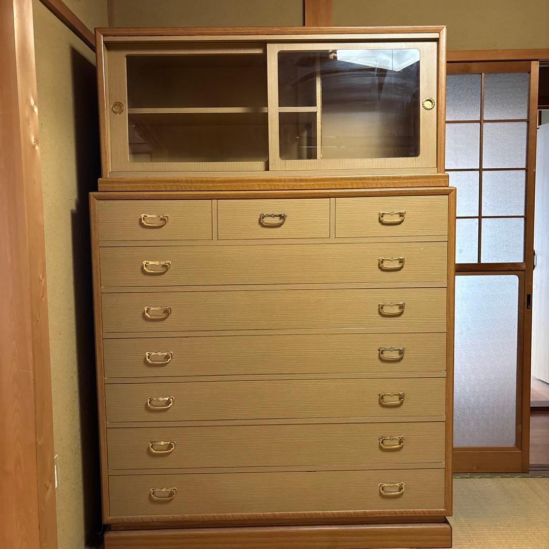 【底値】昭和レトロ 和ダンス 7段引き出し ガラス扉付き
