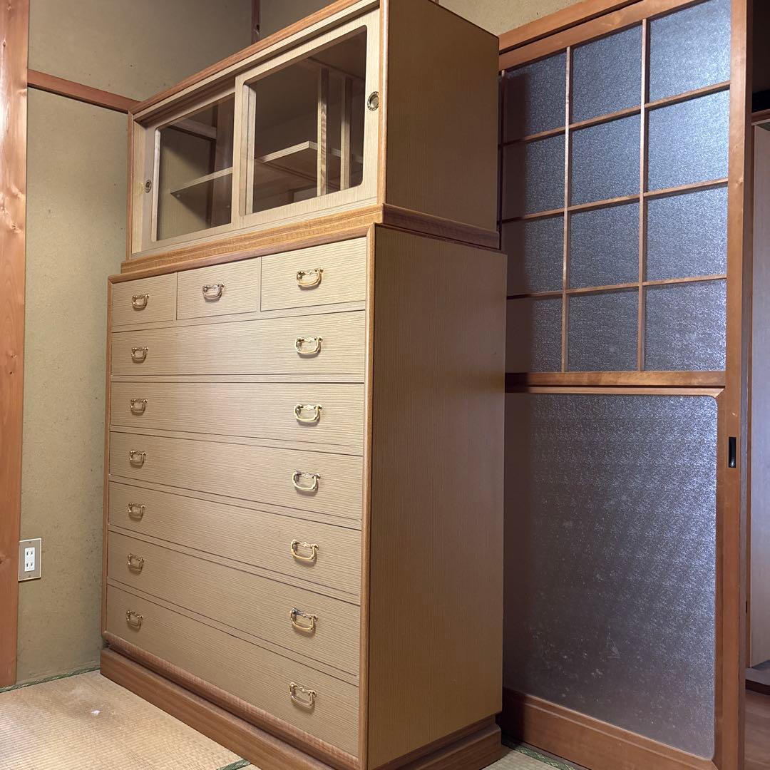 【底値】昭和レトロ 和ダンス 7段引き出し ガラス扉付き