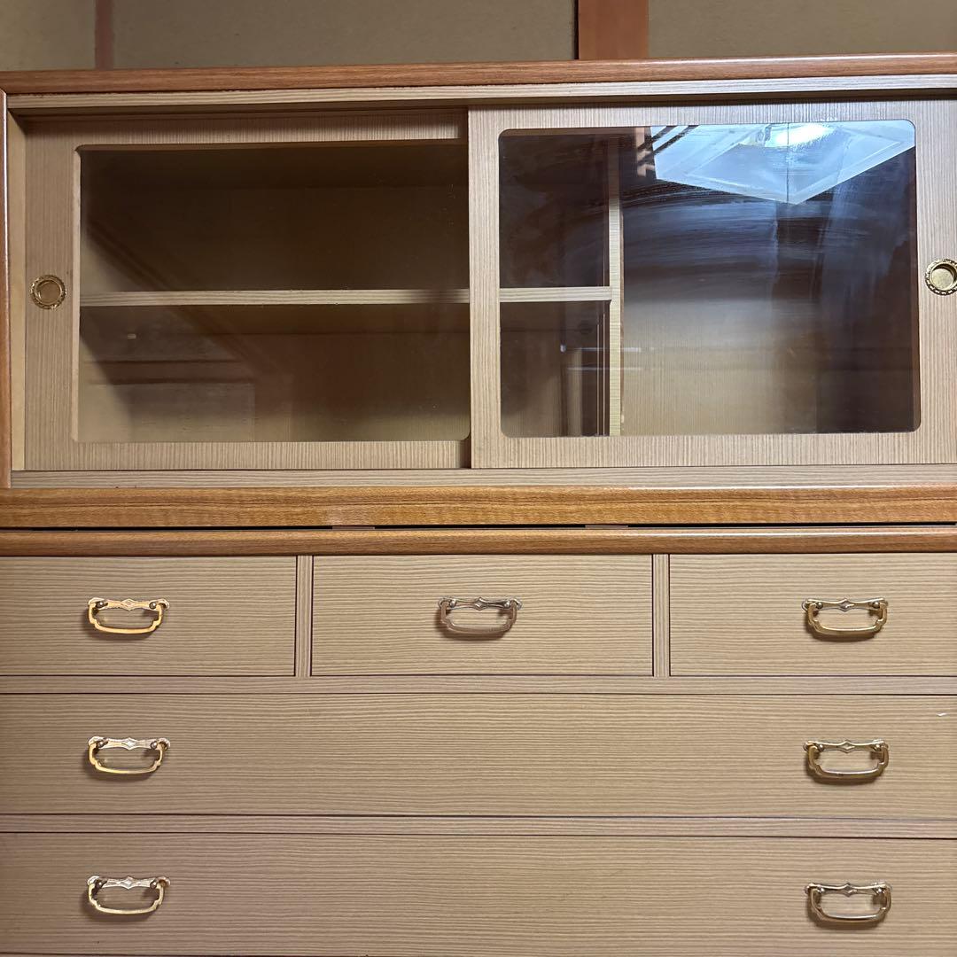 【底値】昭和レトロ 和ダンス 7段引き出し ガラス扉付き