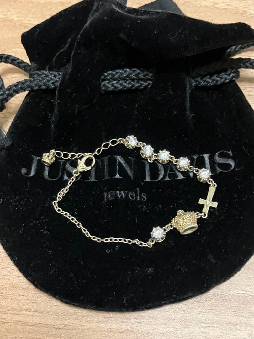 ジャスティンデイビス クラウンブレスレット ゴールド・クリア・S