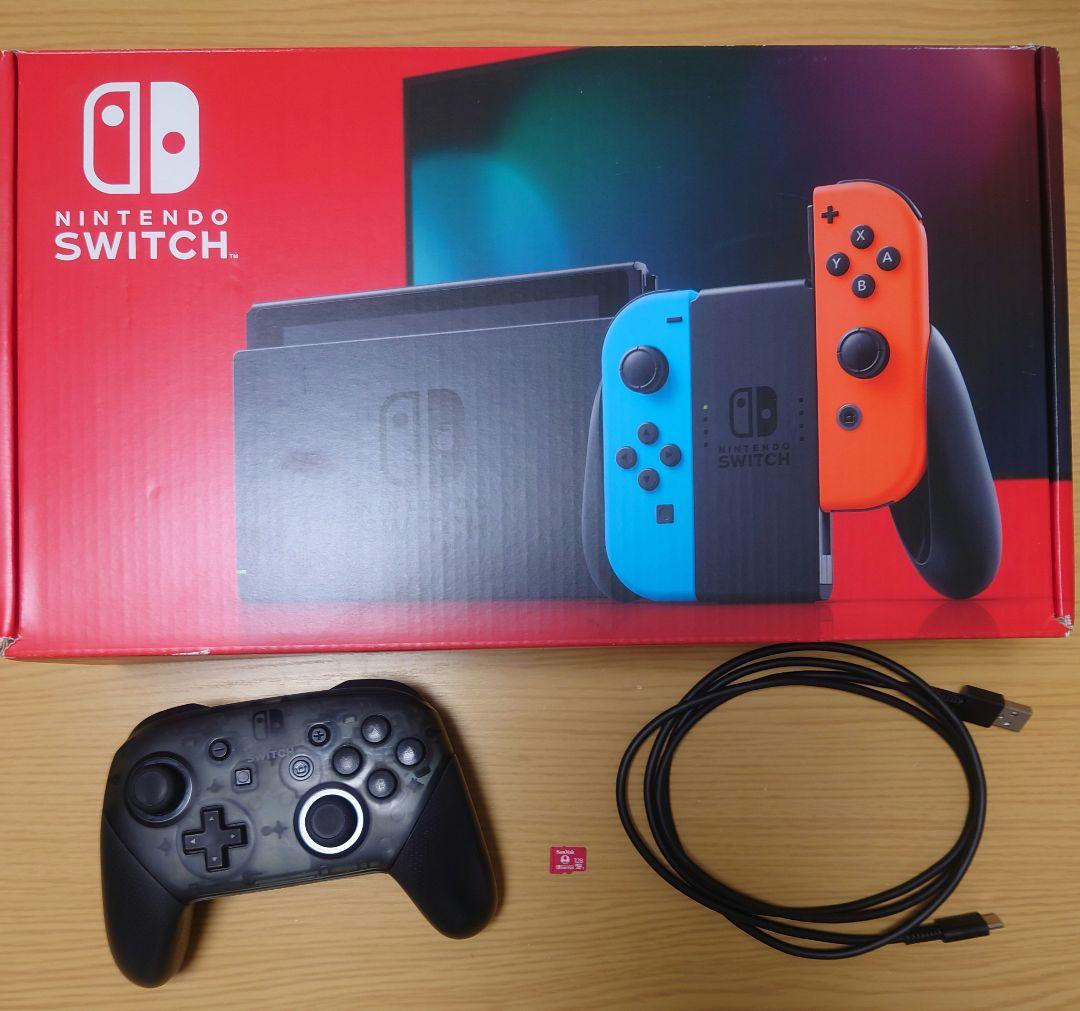 Nintendo Switch 本体周辺機器Proコン、microSDカード付き