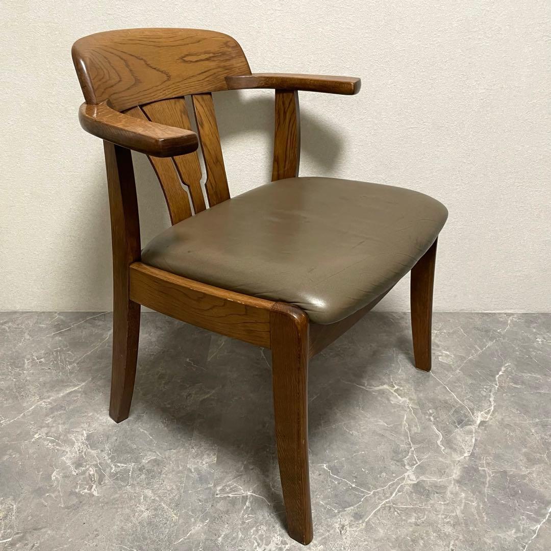 希少　辻木工　アームダイニングチェア① ヴィンテージ オーク無垢材 木製椅子