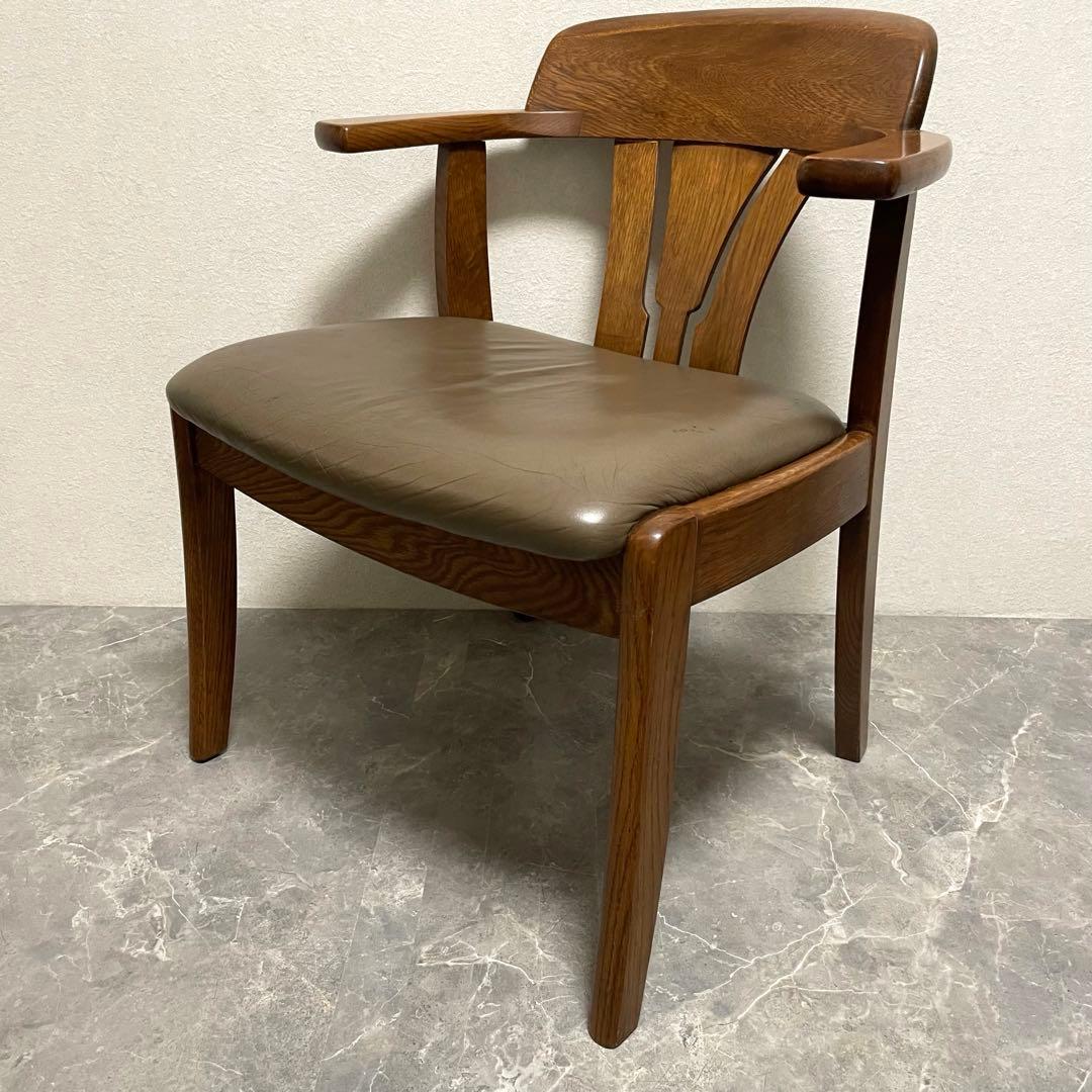 希少　辻木工　アームダイニングチェア① ヴィンテージ オーク無垢材 木製椅子