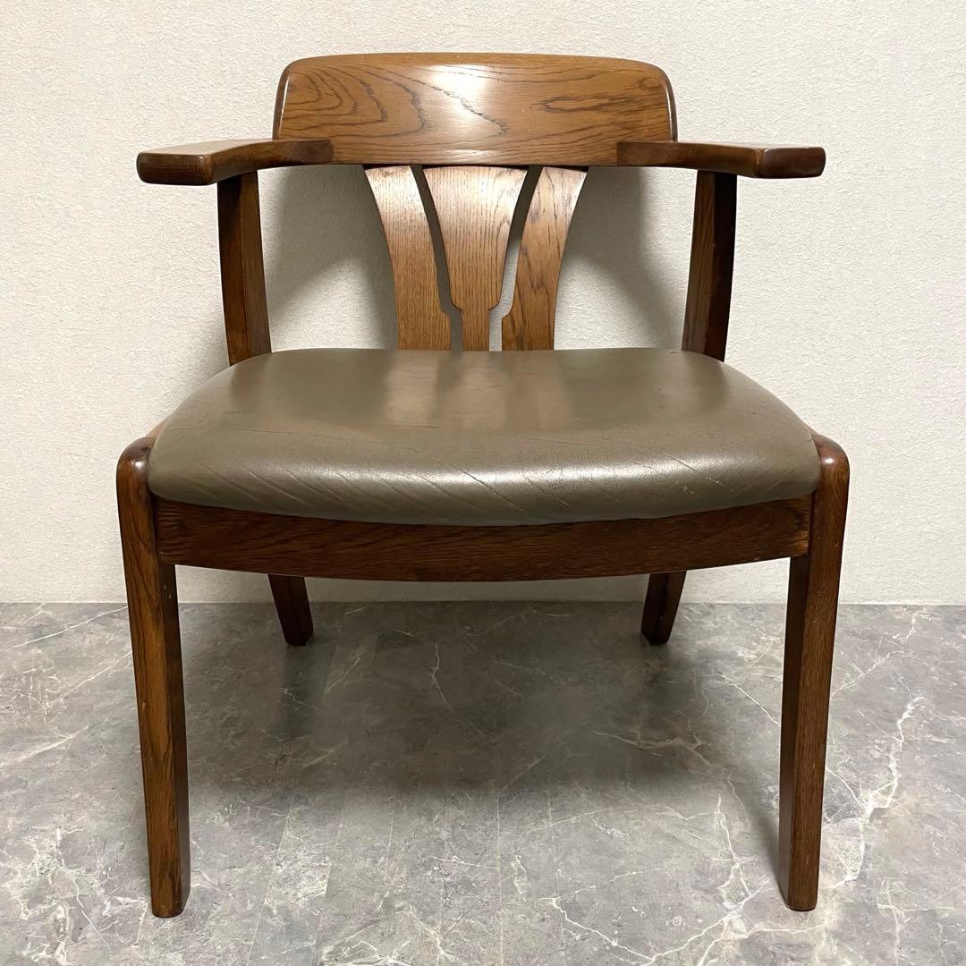 希少　辻木工　アームダイニングチェア① ヴィンテージ オーク無垢材 木製椅子