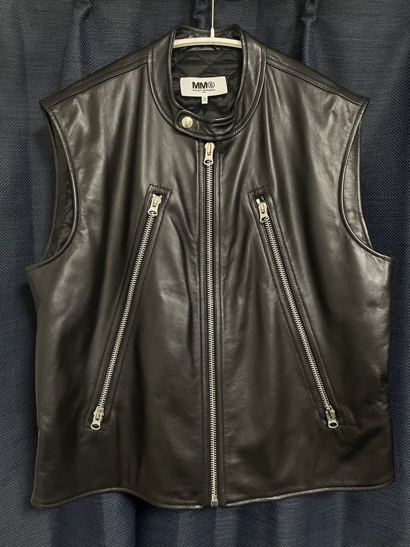 MM6 Maison Margiela レザーベスト 八の字ライダース　Sサイズ