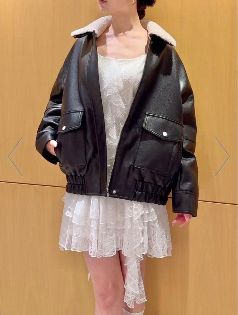 SNIDEL マルチファブリックボアカラーブルゾン