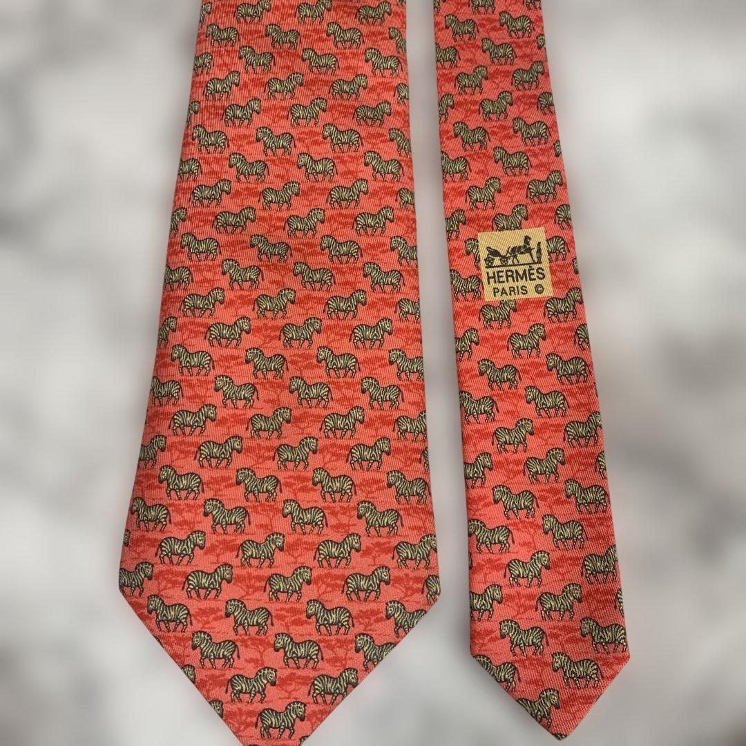 HERMES シマウマ柄 シルクネクタイ