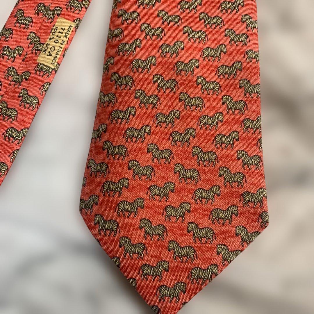 HERMES シマウマ柄 シルクネクタイ