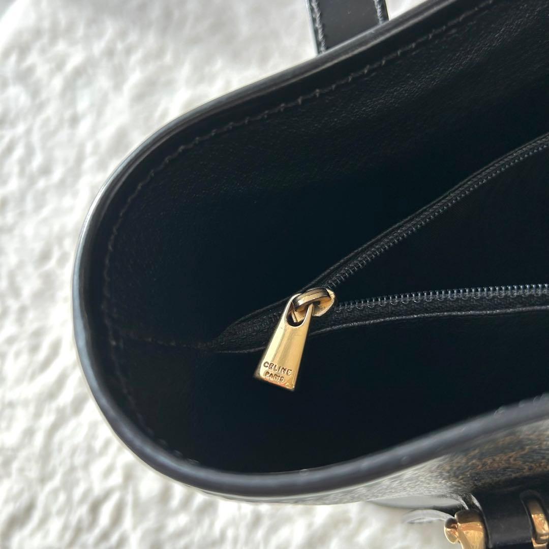 美品 CELINE 黒マカダム トリオンフ PVC バケツ型 トートバッグ