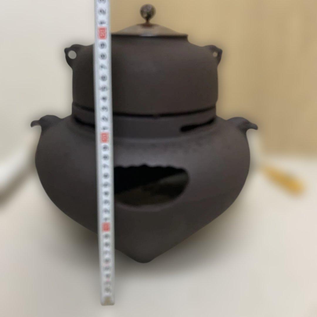 値下げ　美品　鬼面風炉　釜付　鉄風炉　練習用