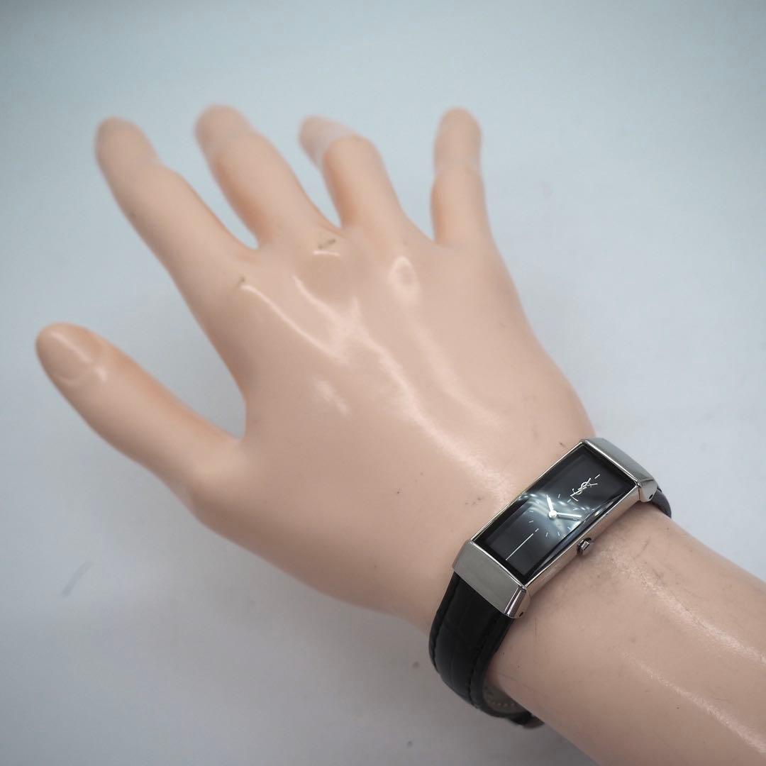 専用45【美品】イヴサンローラン　時計　カットガラス　ブラック　スクエア