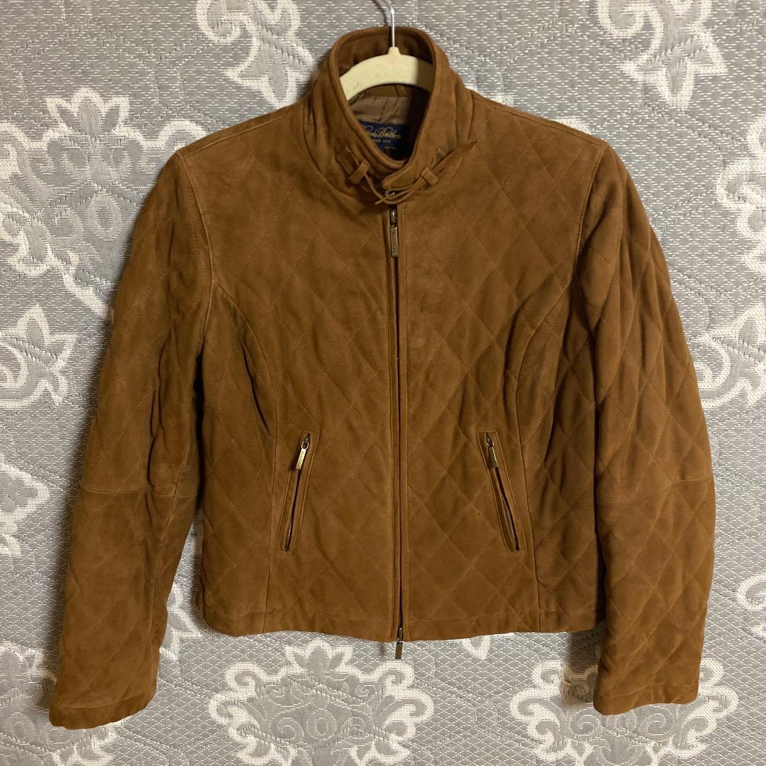 ブルックスブラザーズ　ブラウンスウェードレザーキルティングジャケット