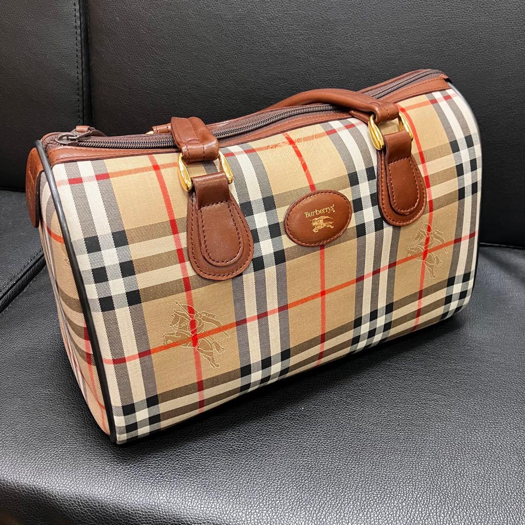 Burberrys バーバリーズ ノバチェック ボストンバッグ PVC×レザー