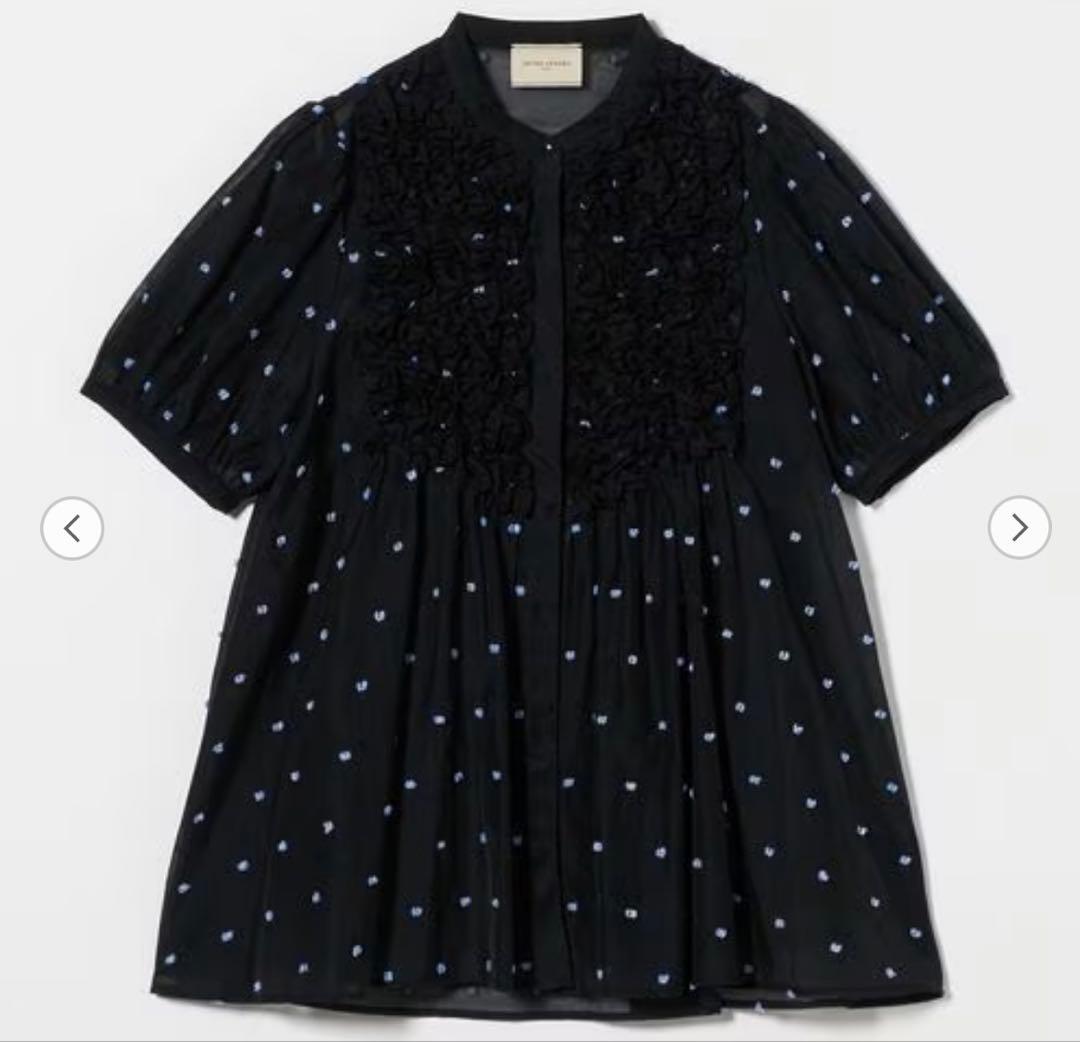 美品＊UNITED ARROWS　2トーン ドットジャガード ブラウス　黒