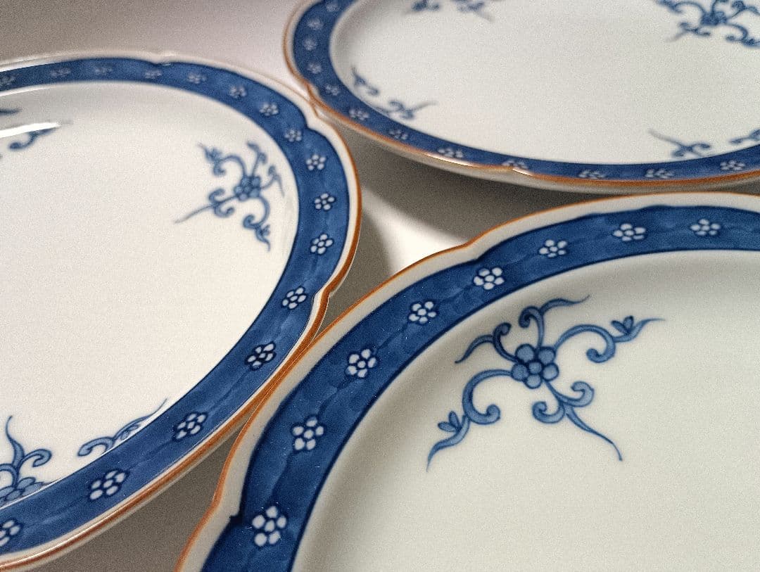 源右衛門窯 染付 四方唐草 19㎝ 皿 5枚組 未使用品