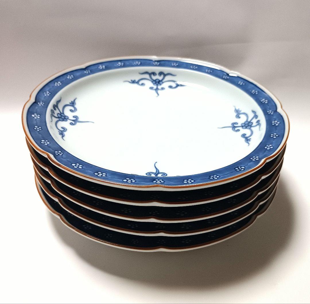 源右衛門窯 染付 四方唐草 19㎝ 皿 5枚組 未使用品