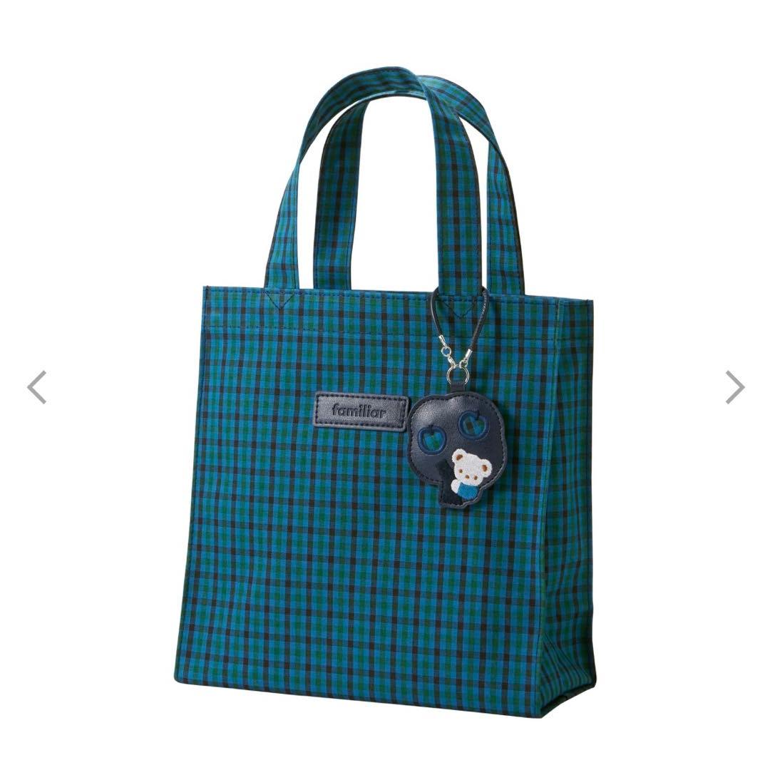 ファミリア 小 トートバッグ 緑 チェック 新品タグ付き
