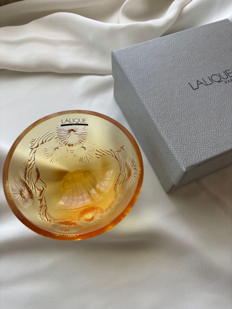 【レア美品 】LALIQUE アンバー ボウル 11cm China Mood