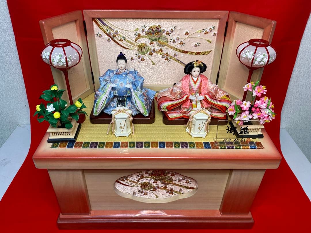 雛人形　親王飾り収納セット・頭　梛葉　作・間口約５５×奥行約３３×高さ約５３㎝