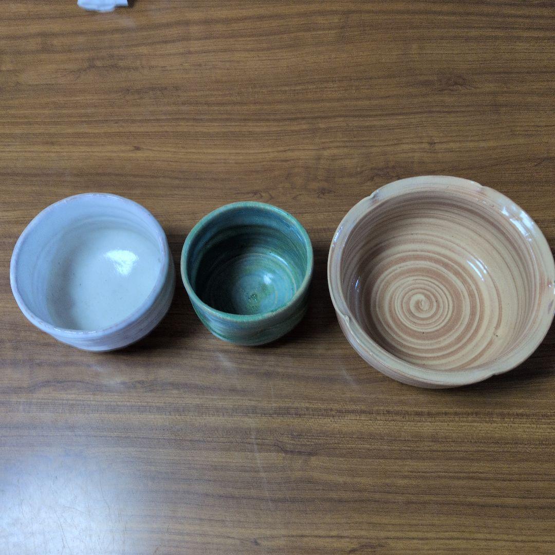 萩焼陶器茶道茶碗、筒茶碗、建水直径10cm 20cm