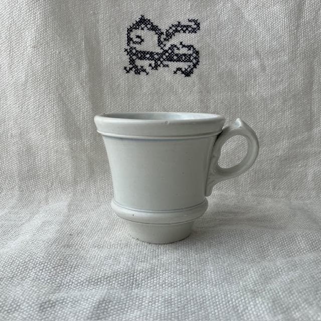 希少美品◆クレイユモントロー白いブリュロオクトゴナルカフェオレボウルカップジアン