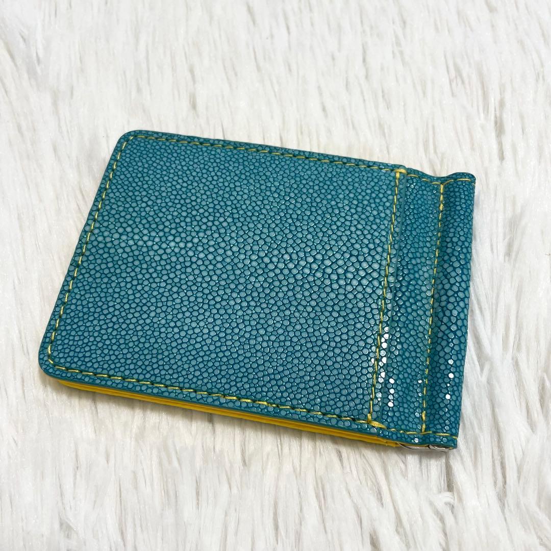 【未使用】バハリ　マネークリップ　ポリッシュ加工　ガルーシャ　ターコイズブルー