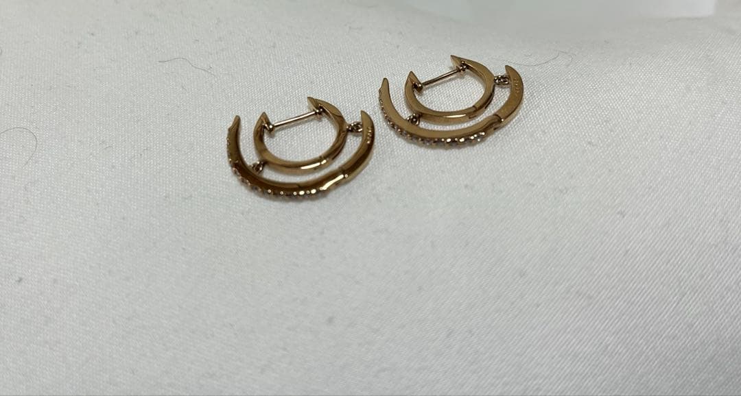 ゴールド フープピアス ストーン付き　K18