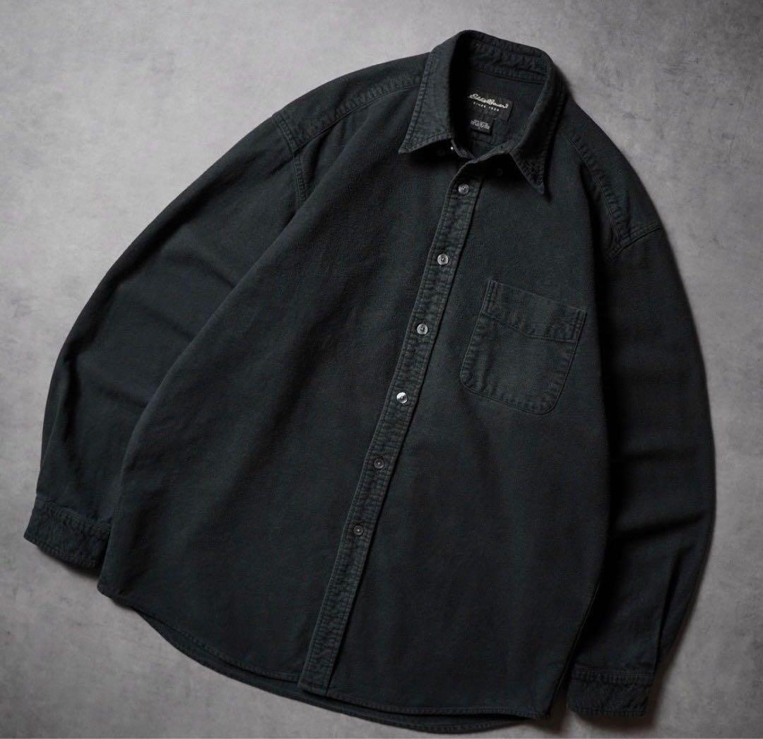 90s〜Eddie Bauer シャモアクロス　フランネル 長袖シャツ ブラック