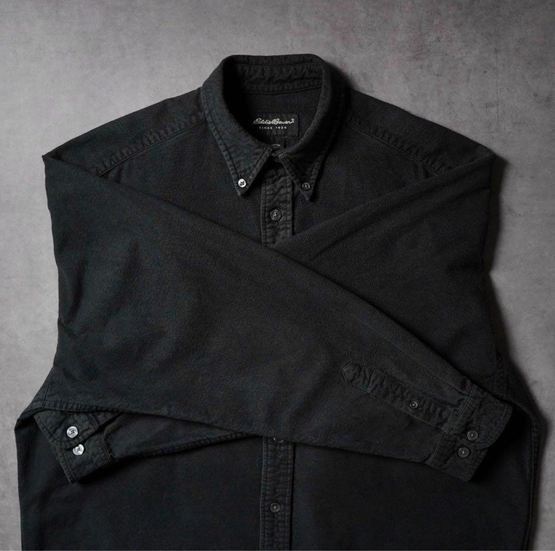 90s〜Eddie Bauer シャモアクロス　フランネル 長袖シャツ ブラック
