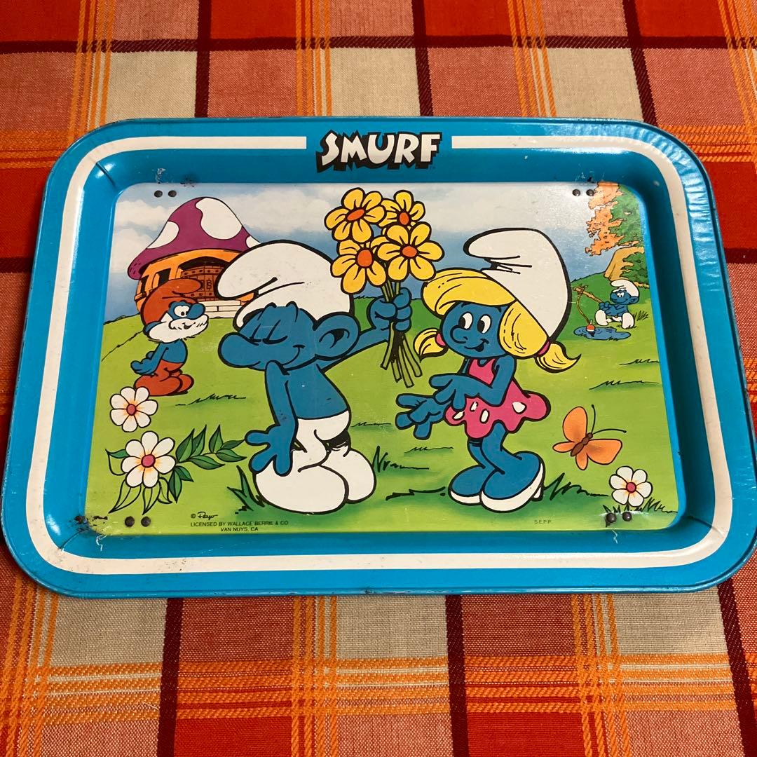 ビンテージ　スマーフ　ブリキテーブル　smurf