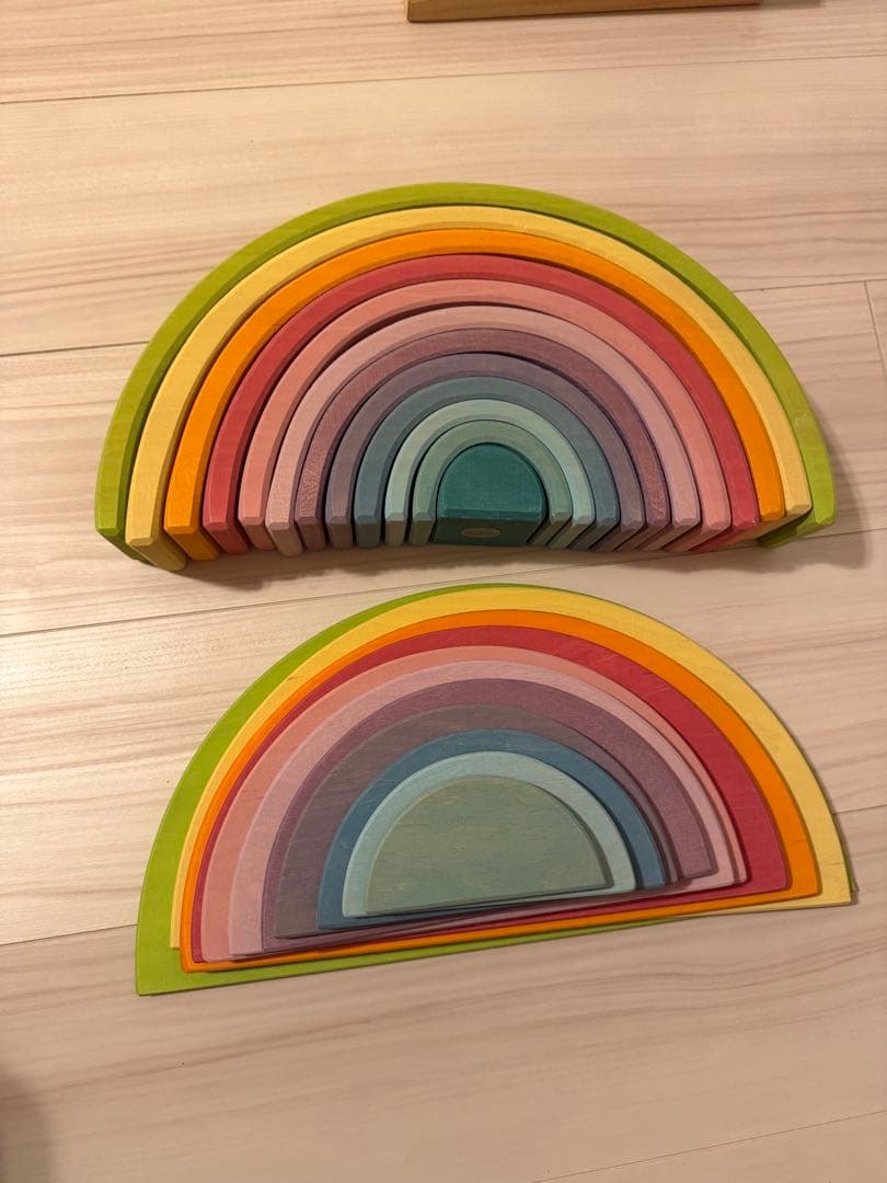 グリムス　GRIMM'S アーチレインボー　パステル　特大　半円セット　積み木