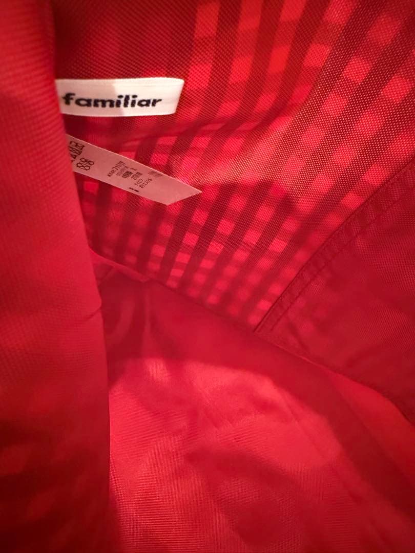 【美品】familiar 赤チェック　トートバッグ　旧デザイン
