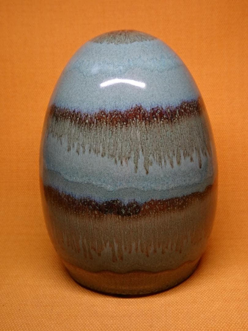 アート　エッグ　陶器　自然釉　置物　インテリア　工芸品　美術品　A1185