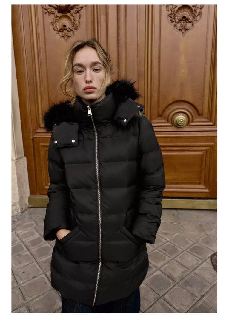 ZARA 撥水ウィンドブレーカーフード付きダウンジャケット