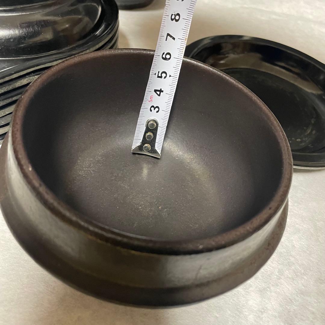 韓国 直火用 トゥッペギ（뚝배기）12cm 8個＋専用受け皿8枚セット