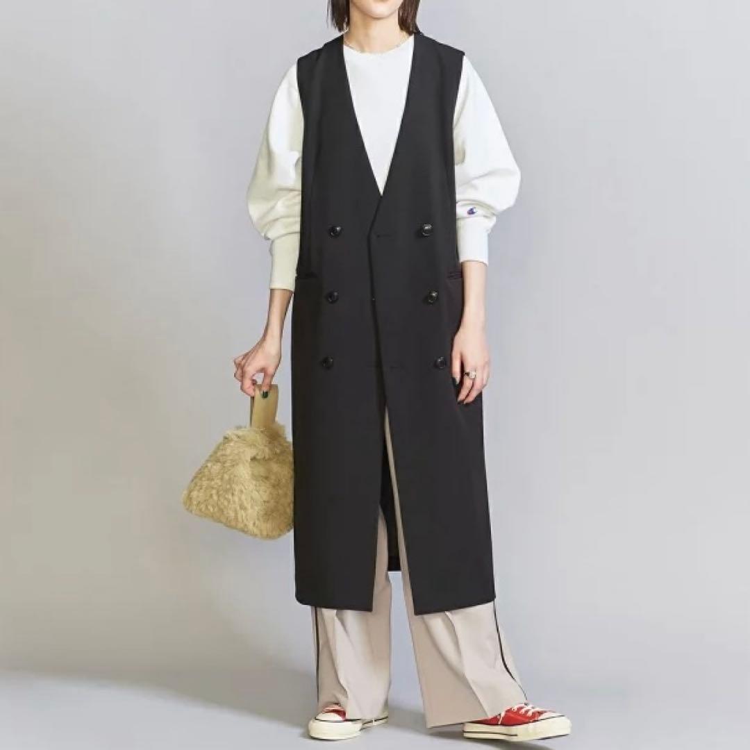 着用回数少☆美品☆ビューティーアンドユース・ツイルジャンパースカート＆ジレ・黒