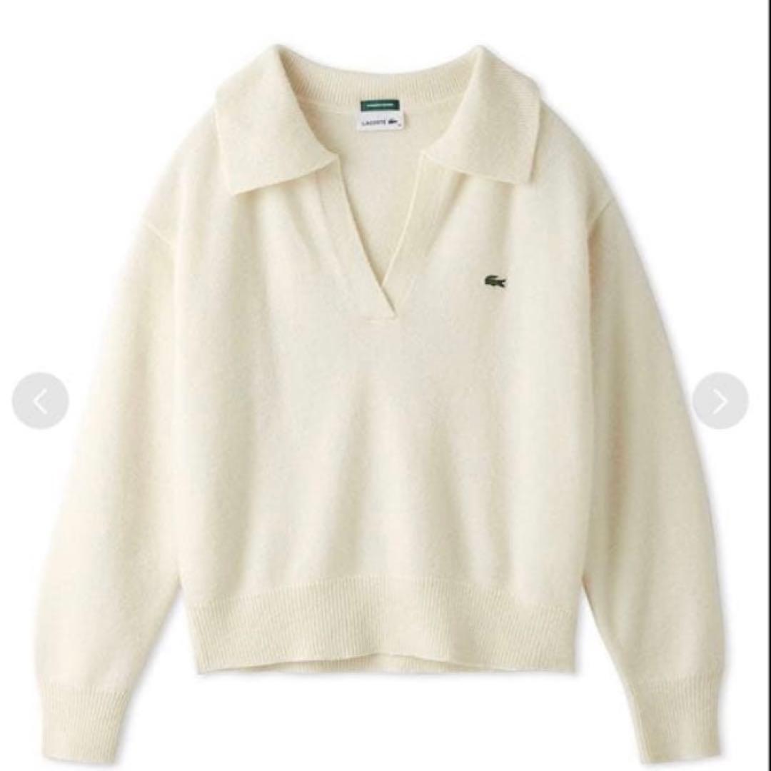 SNIDEL LACOSTE スキッパーニットプルオーバー　ホワイト