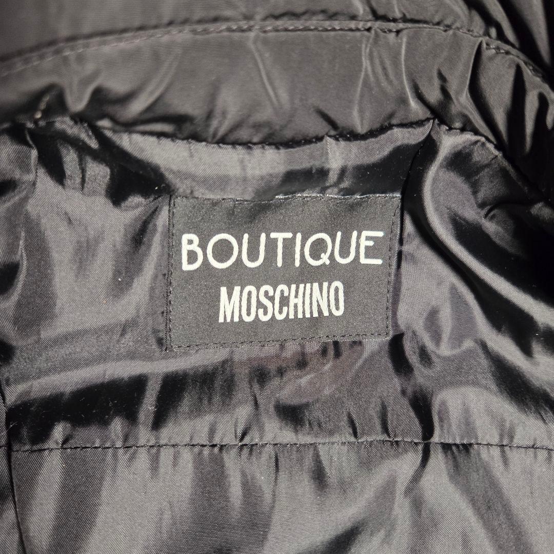 MOSCHINO ライダースコート ダウン ロング 異素材 切替 ウール 黒