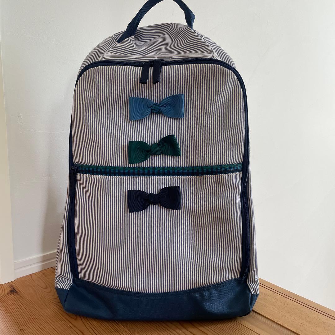 familiar リボンデザイン ストライプリュック