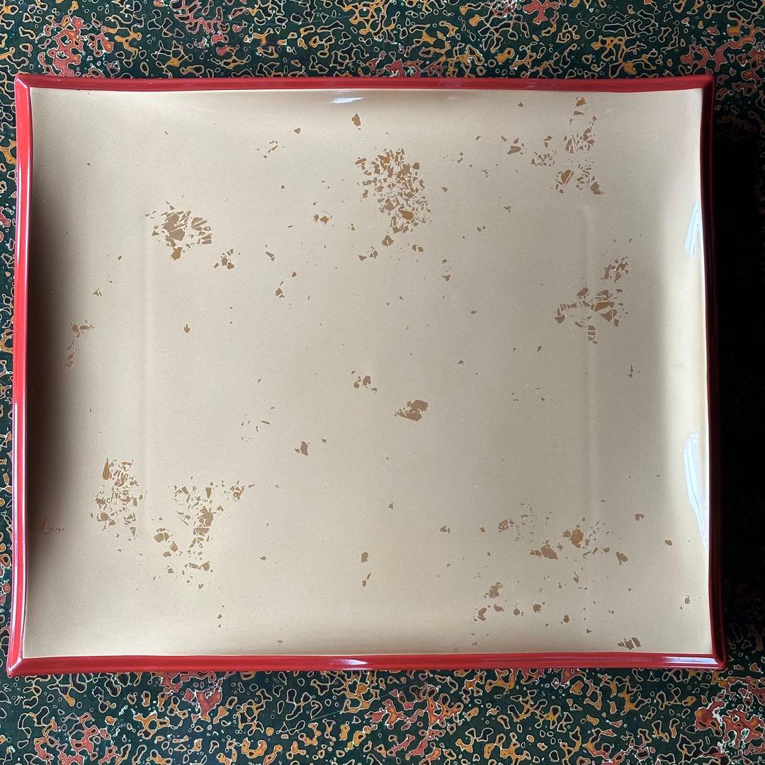 【美品】 清流盛器 色紙金箔渕朱 バイキング S•H塗 ABS樹脂 盛皿