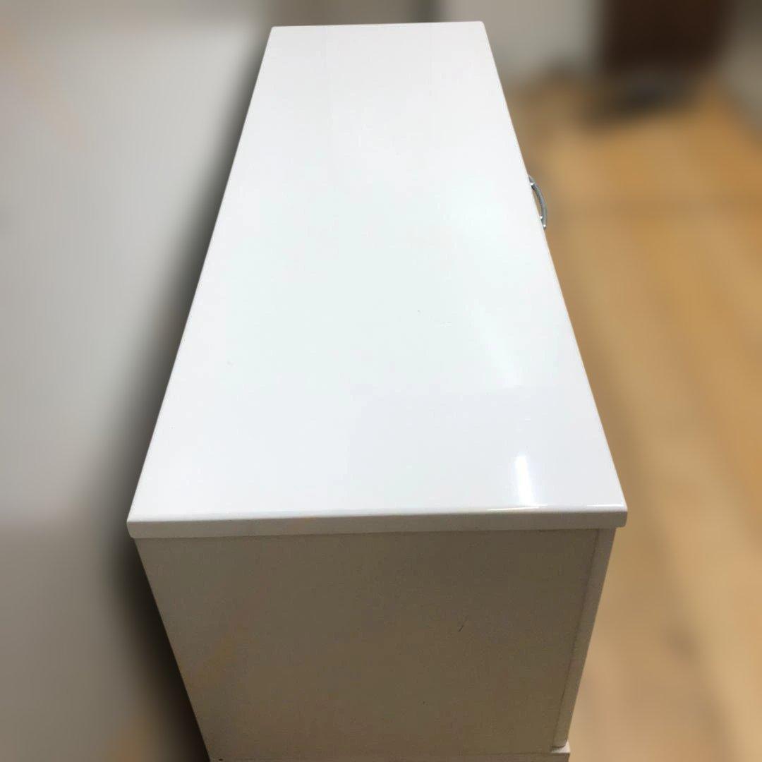 送料無料 テレビ台 ローボード 白 キャスター付き ガラス扉 250803-3