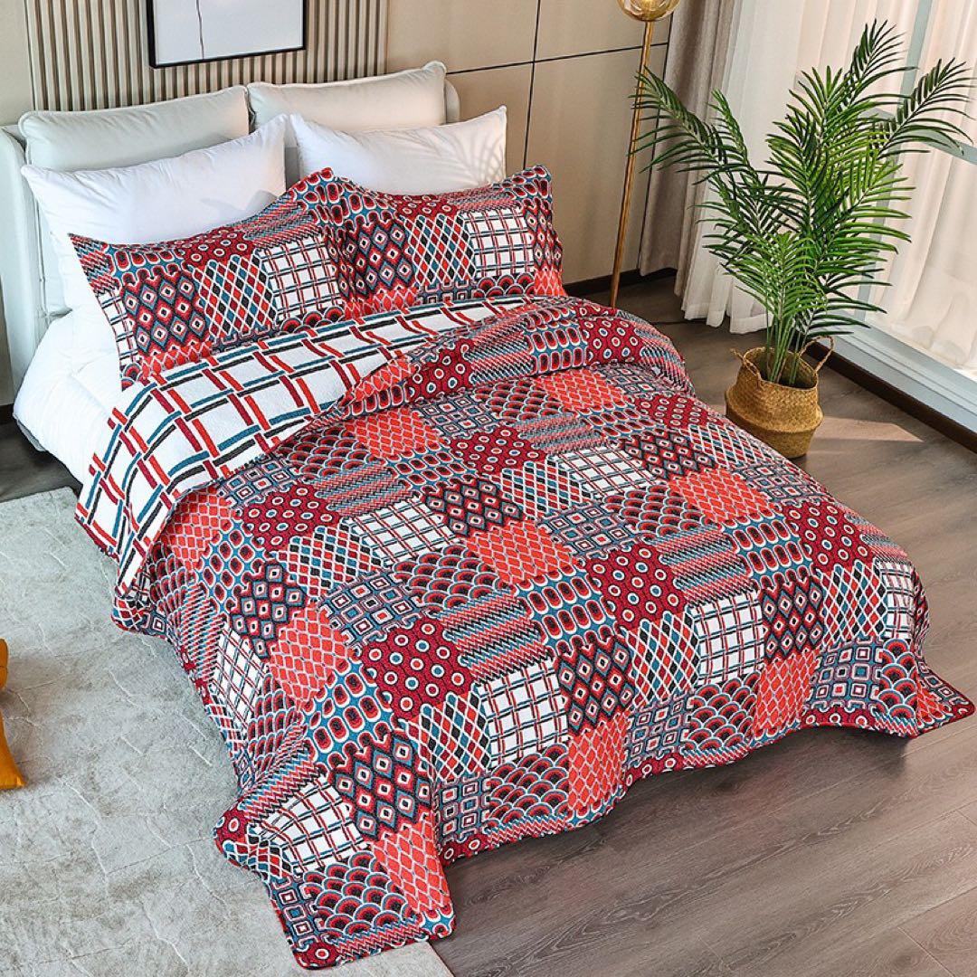 キルトベッドカバー3点セット綿マルチカバー キルティング 913