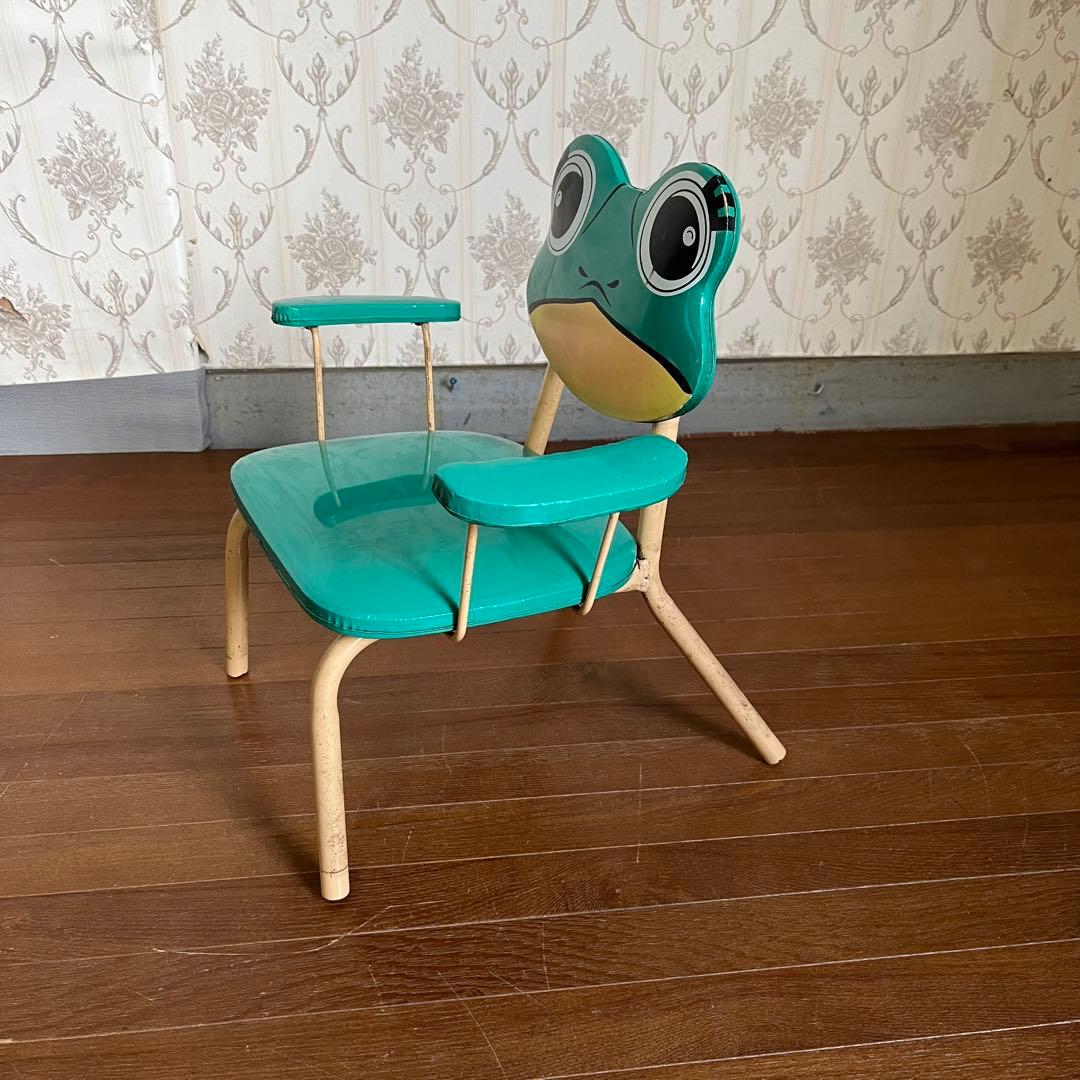 【アンティーク】昭和レトロ カエル ケロヨン 子供用椅子 キッズチェア 笛鳴り