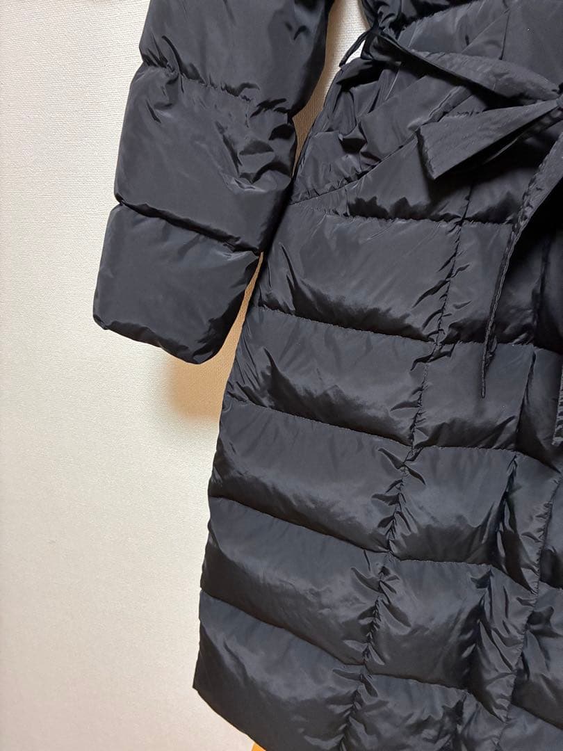 最終値下げ★美品★光沢黒ブラック超ロングダウンコート【Ｌ】Aライン！