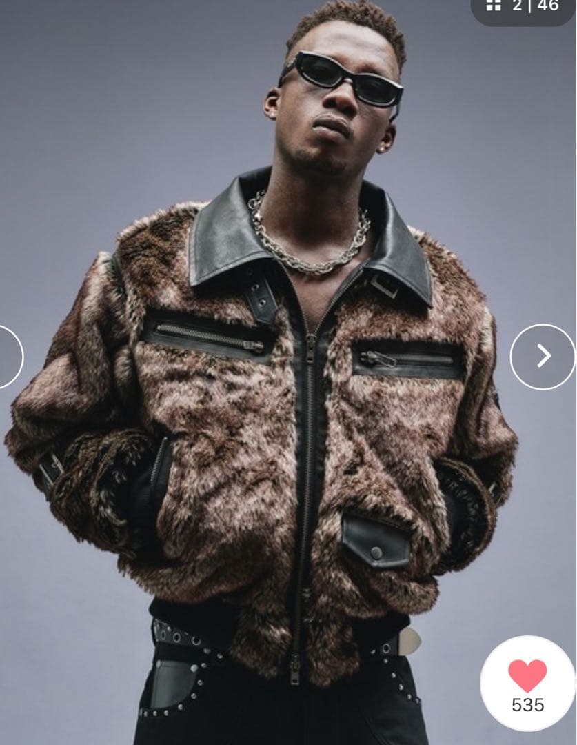 UNDERHUNK / スイッチデザインフェイクファーフライトジャケット