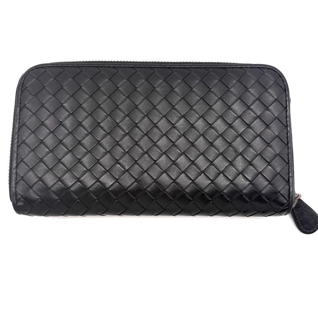 【美品】BOTTEGA　長財布　ラウンドジップ　イントレチャート　ラムレザー