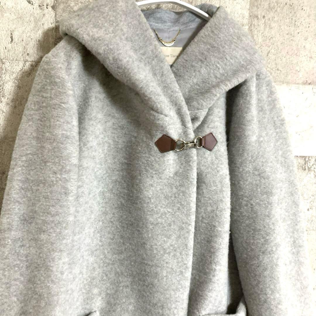 美品ROSE TIARA フーデットコート　ライトグレー　サイズ46 ダッフル